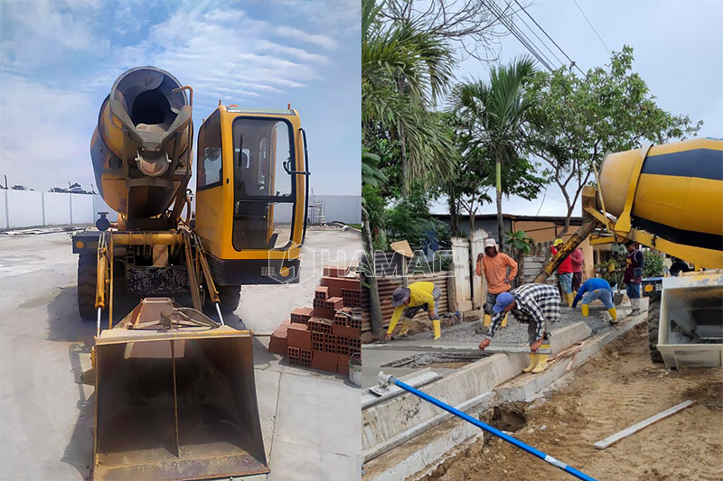 Hormigoneras autocargables con bastidor de una pieza HMC350 trabajando en MACHALA, ECUADOR