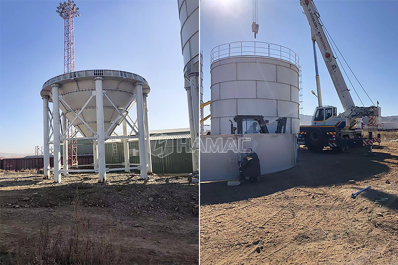 instalación de silos de cemento